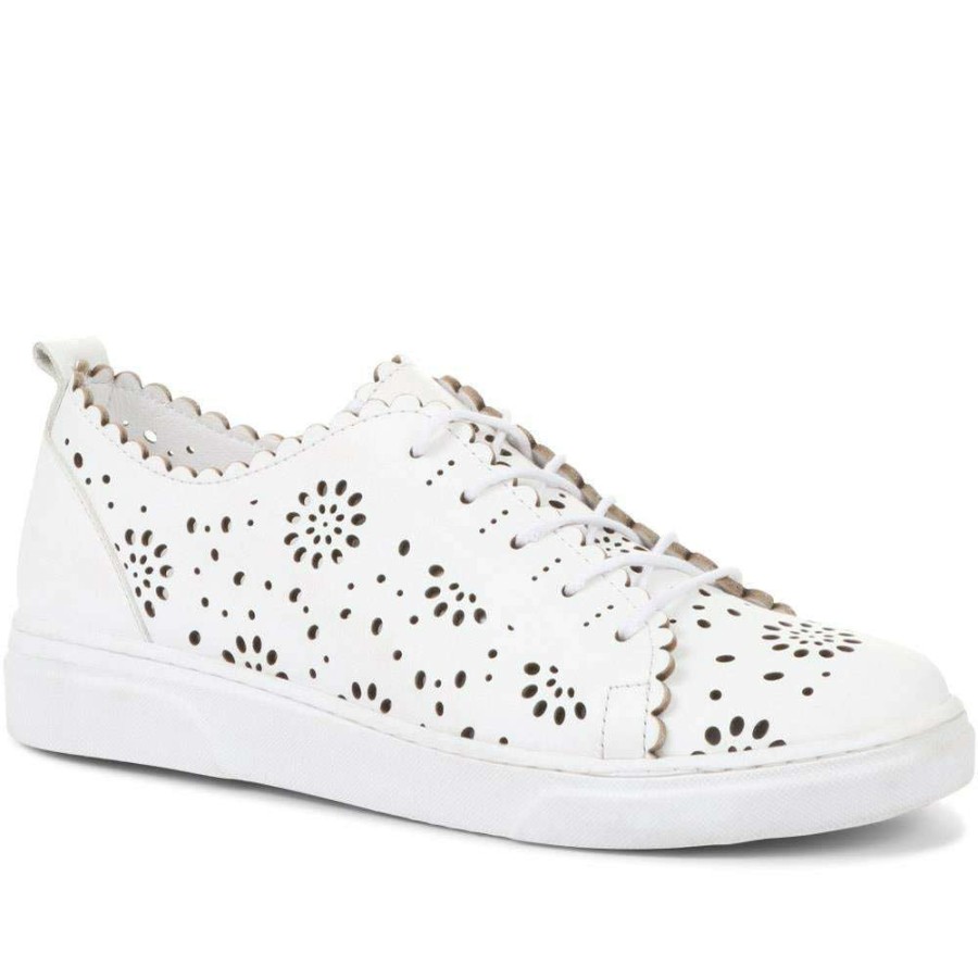 Women'S * | Bellissimo Scalloped Edge Lace-Up Trainers Belakmer35008 / 322 252 White