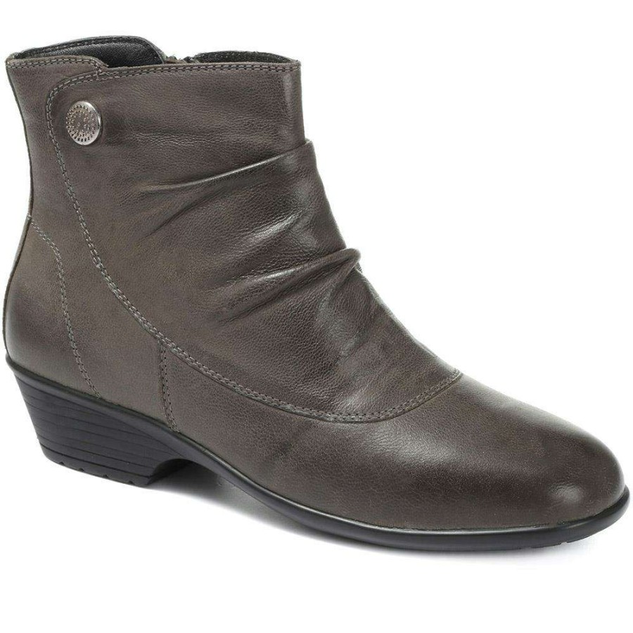 Women'S * | Pavers Wide Fit Zip Leather Ankle Boots Kf30004 / 316 380 / 316 380 Grey