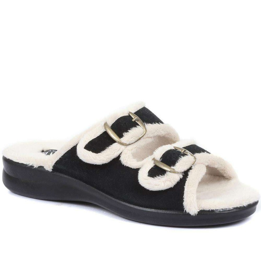 Women'S * | Pavers Leather Mule Slippers Poly33009 / 320 562 Black