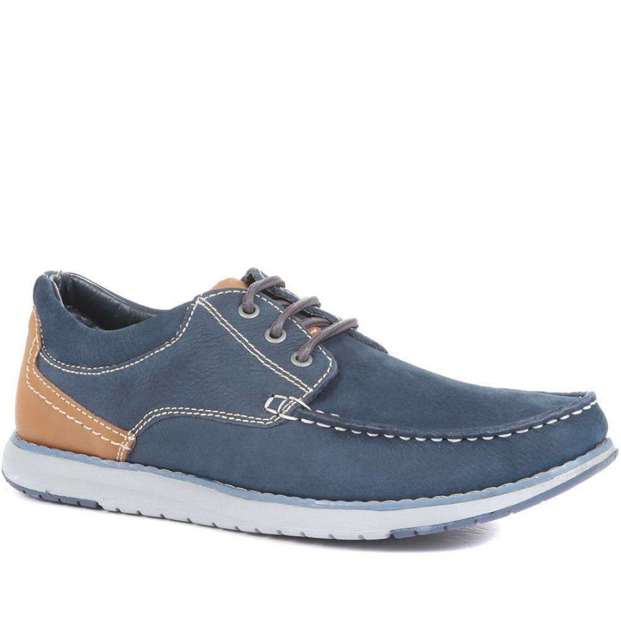 Men'S * | Pavers Leather Casual Boat Shoes Shafi35001 / 321 522 Navy