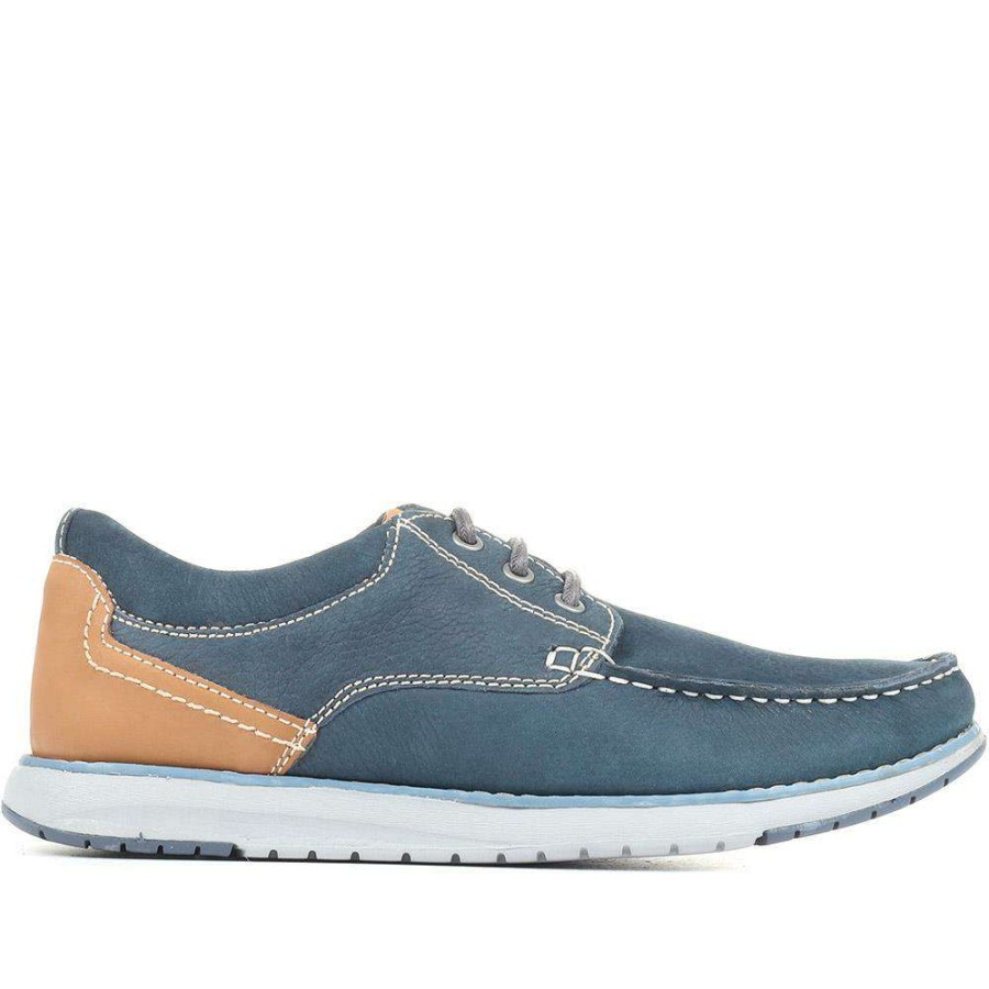 Men'S * | Pavers Leather Casual Boat Shoes Shafi35001 / 321 522 Navy