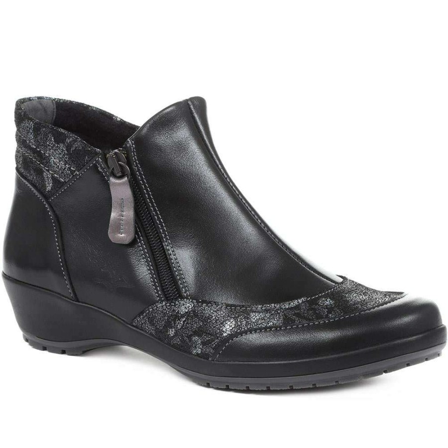 Women'S * | Fly Flot Dual-Zip Leather Ladies Ankle Boots Cal32011 / 319 233