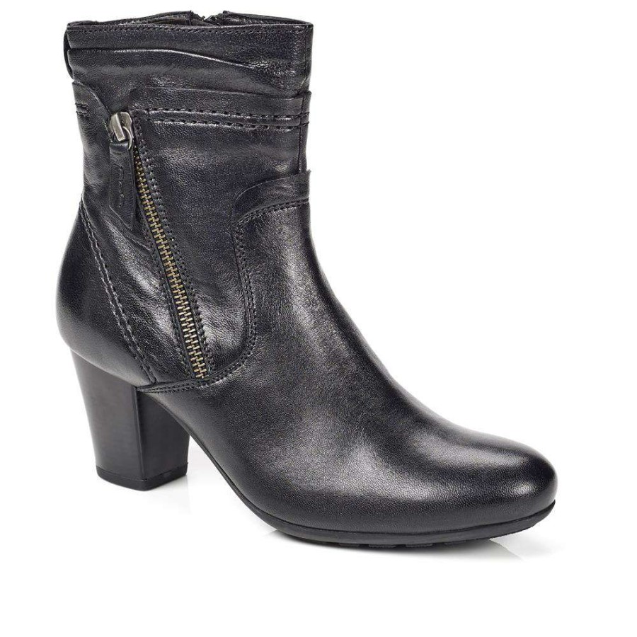 Women'S * | Pavers Heeled Leather Ankle Boot Rnb28006 / 312 776 Black