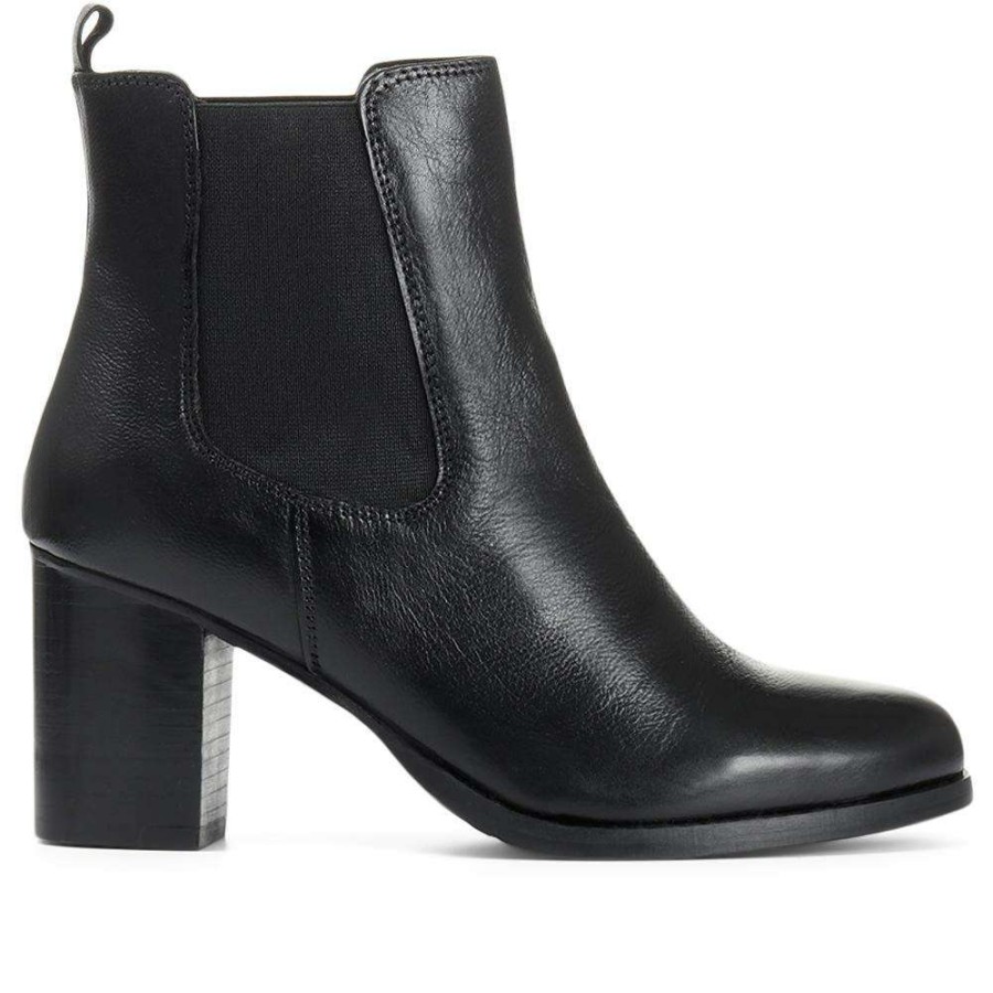 Women'S * | Bellissimo Heeled Leather Chelsea Boot Belneel30002 / 316 804 Boots Black