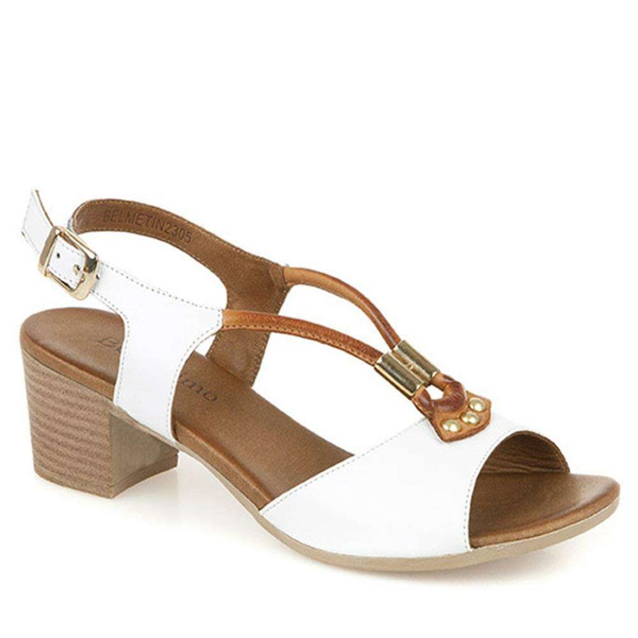 Women'S * | Bellissimo Women'S Taupe Leather Heeled Sandal Belmetin2305 / 307 897 / 307 897 Sandals