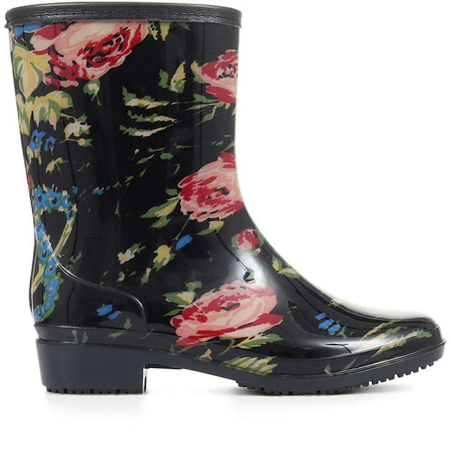 Women'S * | Pavers Floral Print Wellie Ankle Boot Fei30008 / 316 230 Black Floral