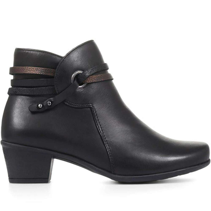 Women'S * | Fly Flot Wide Fit Leather Heeled Ankle Boots Rdsof32005 / 318 661 Black