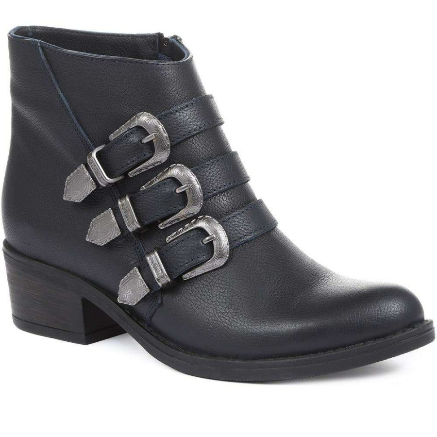 Women'S * | Bellissimo Cowboy Buckle Ankle Boot Belbar28005 / 314 850 Boots Navy