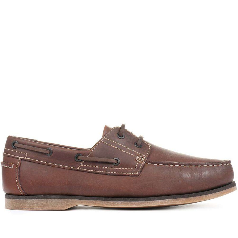 Men'S * | Pavers Leather Boat Shoes Shafi31001 / 317 608 Brown