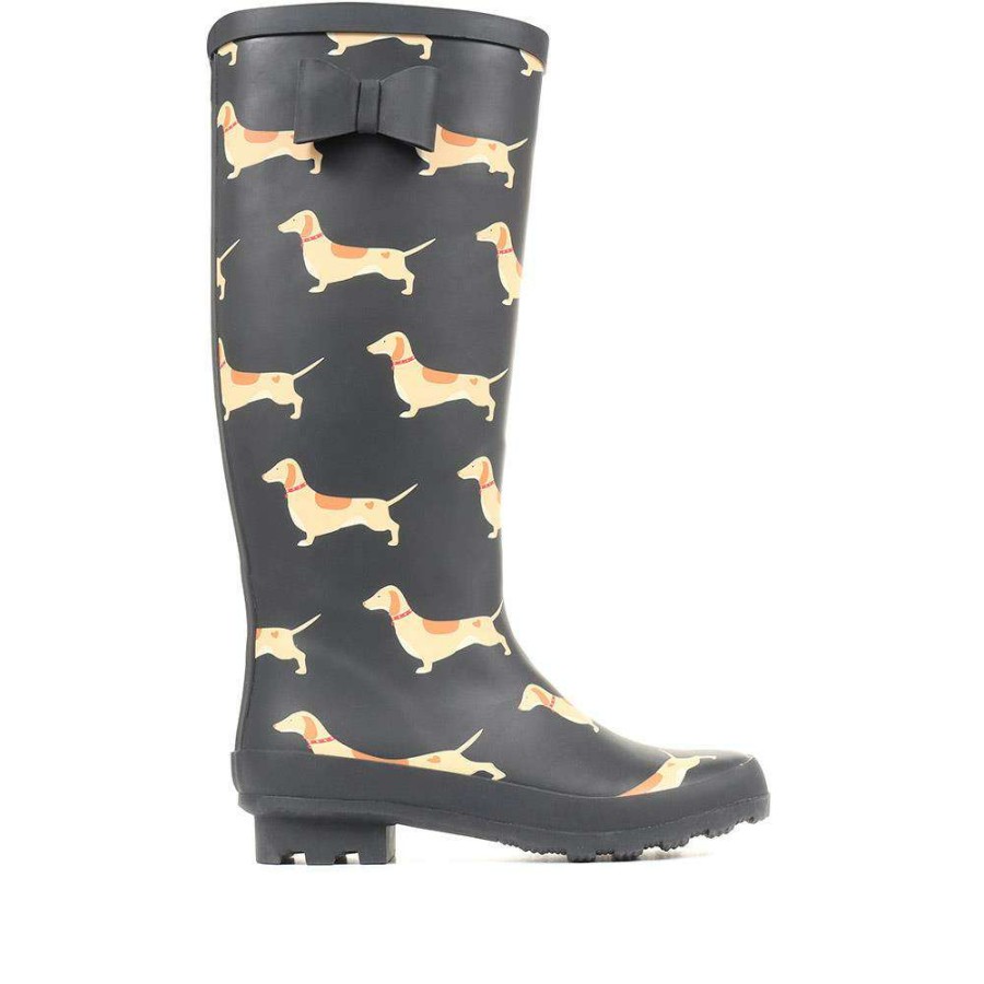 Women'S * | Pavers Dog Print Wellington Boots Jde34005 / 321 040 Black Multi