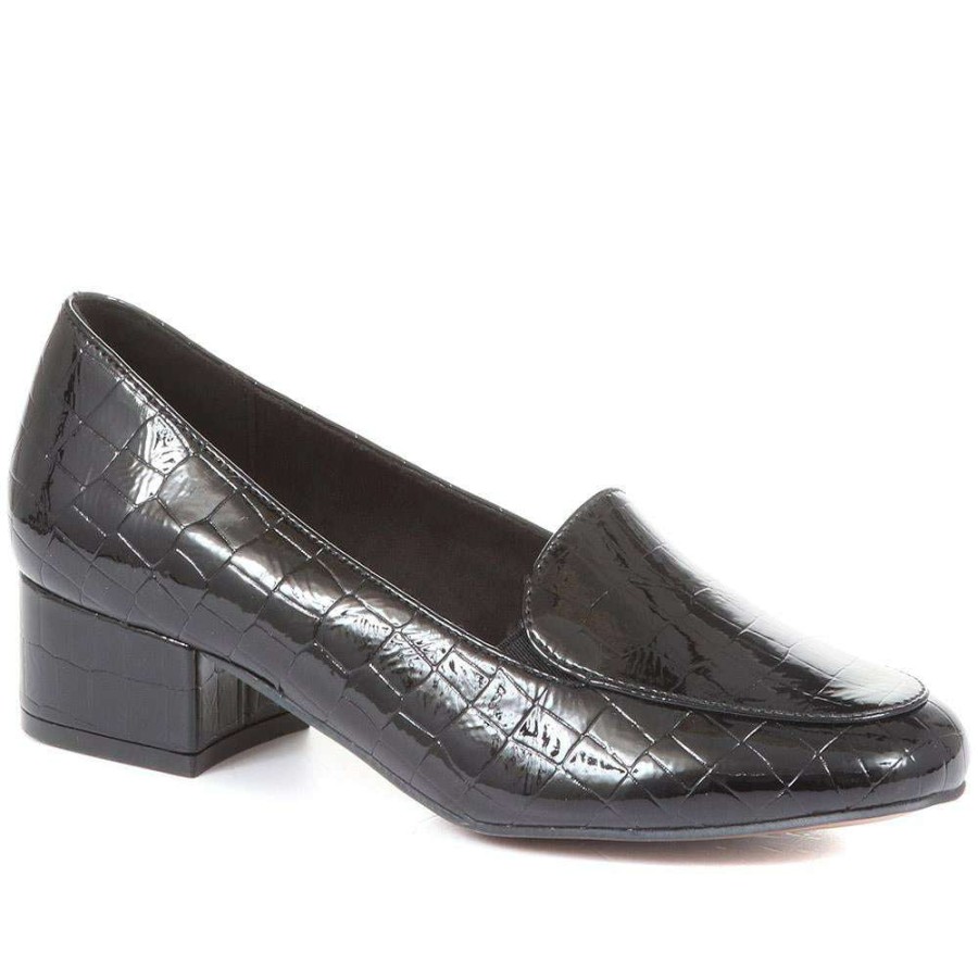 Women'S * | Pavers Block Heeled Formal Court Shoes Wbins34131 / 320 561 / 320 561 Black Patent Croc