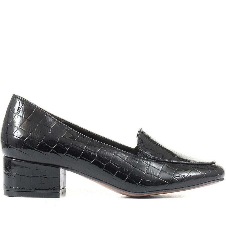 Women'S * | Pavers Block Heeled Formal Court Shoes Wbins34131 / 320 561 / 320 561 Black Patent Croc