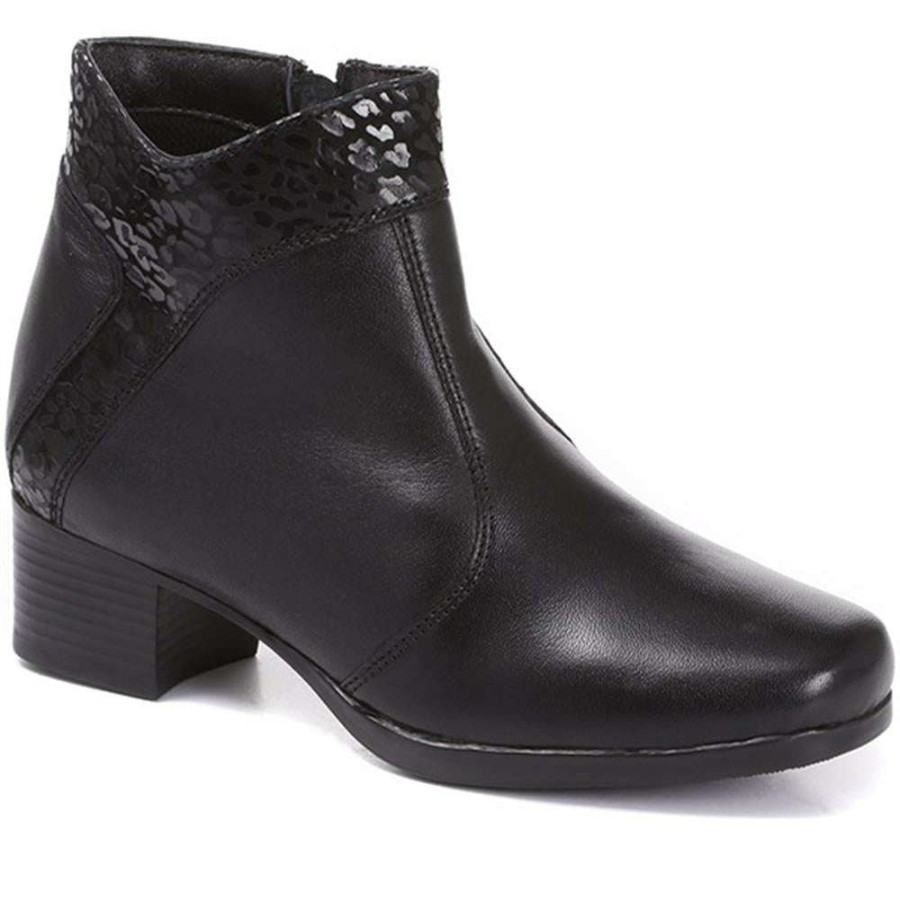 Women'S * | Pavers Leather Ankle Boots Nap30009 / 316 683 Black