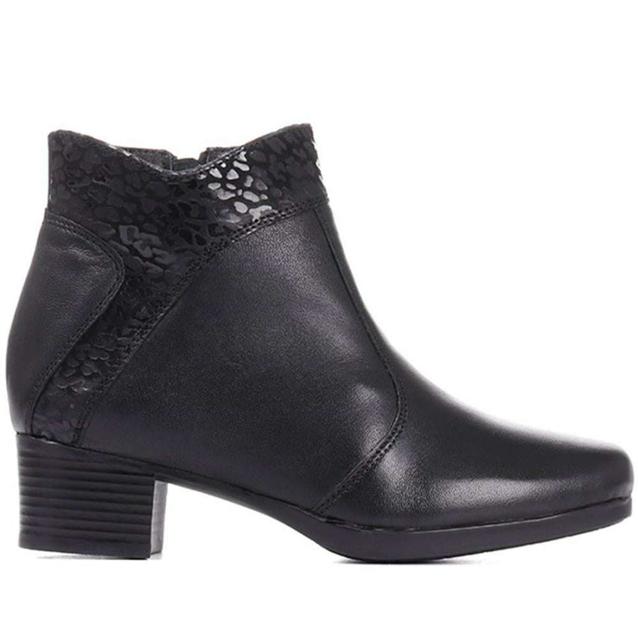 Women'S * | Pavers Leather Ankle Boots Nap30009 / 316 683 Black