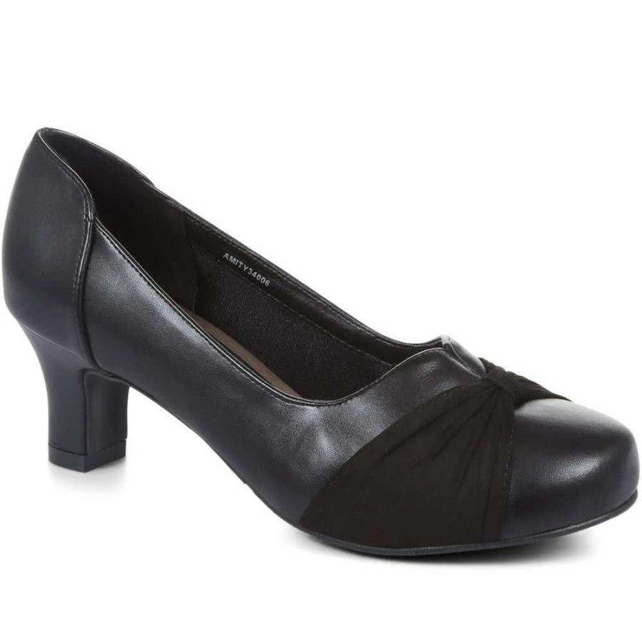 Women'S * | Pavers Wide Fit Bow Court Shoes Amity34006 / 320 443 Black