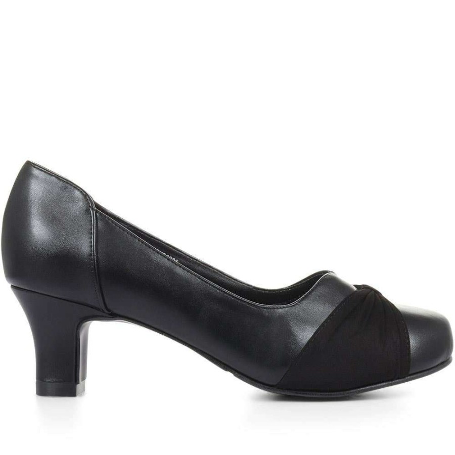 Women'S * | Pavers Wide Fit Bow Court Shoes Amity34006 / 320 443 Black