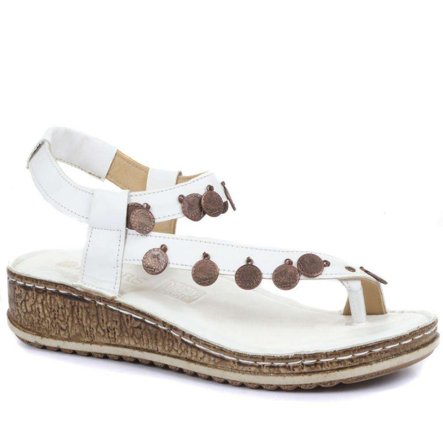 Women'S * | Pavers Sandals Embellished Leather Toe-Post Sandal Cay29005 / 315 112