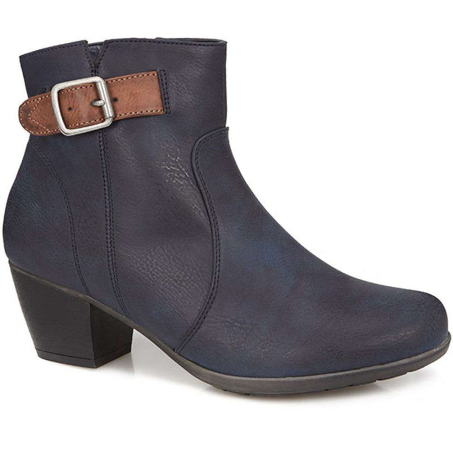 Women'S * | Pavers Wide Fit Ankle Boot With Low Heel Wbins28057 / 313 691 Navy