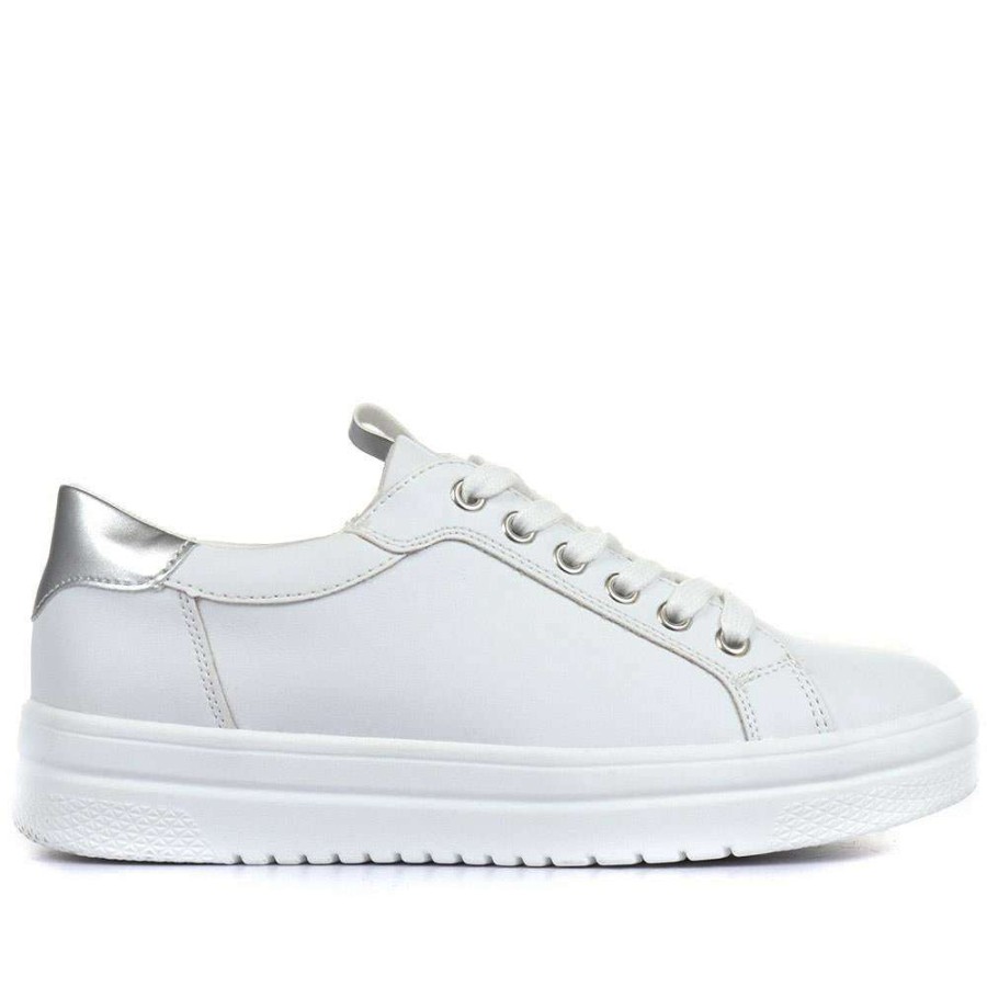 Women'S * | Bellissimo Ladies Chunky Platform Navy Sneakers Belwbins33001 / 319 627 / 319 627 White