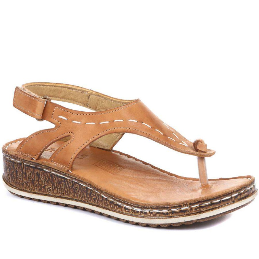 Women'S * | Pavers Leather Toe-Post Sling-Back Sandals Cay33005 / 319 989 Tan