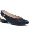 Women'S * | Pavers Wide Fit Pointed Toe Leather Slingback Shoes Alpin29000 / 315 435 Navy Snake