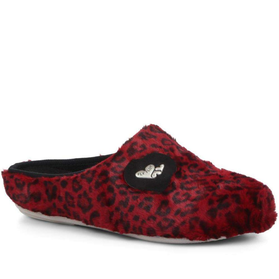 Women'S * | Fly Flot Wide Fit Ladies Slippers Fly32065 / 319 498 Red Leopard