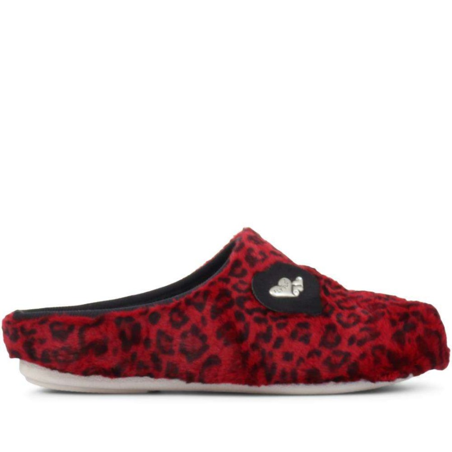 Women'S * | Fly Flot Wide Fit Ladies Slippers Fly32065 / 319 498 Red Leopard