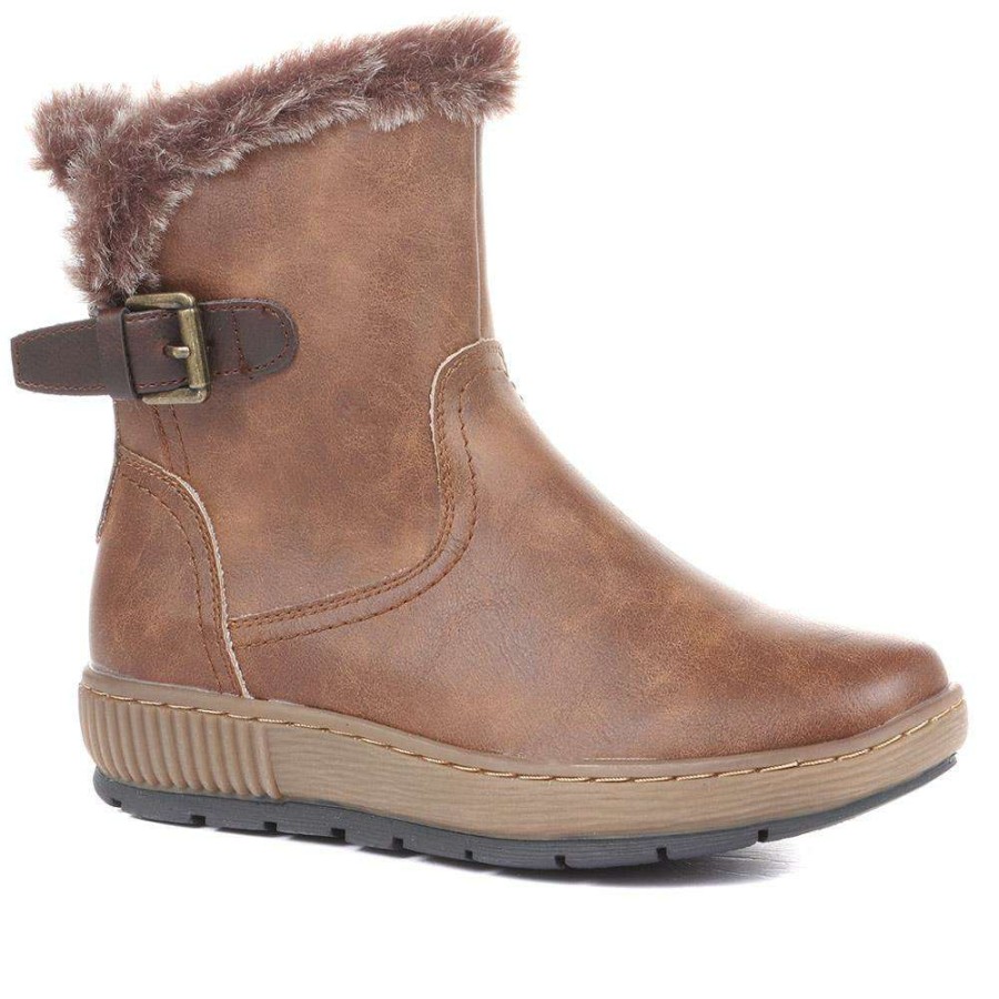 Women'S * | Pavers Ladies Faux Fur Ankle Boots Wbins34021 / 320 586 / 320 586