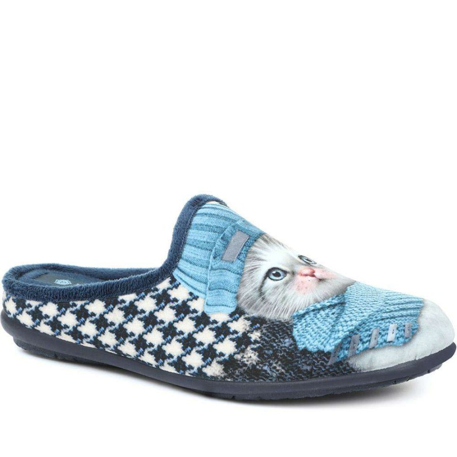 Women'S * | Pavers Novelty Cat Slippers Relax32003 / 319 180 Blue