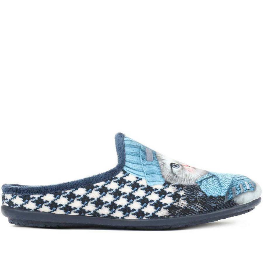 Women'S * | Pavers Novelty Cat Slippers Relax32003 / 319 180 Blue