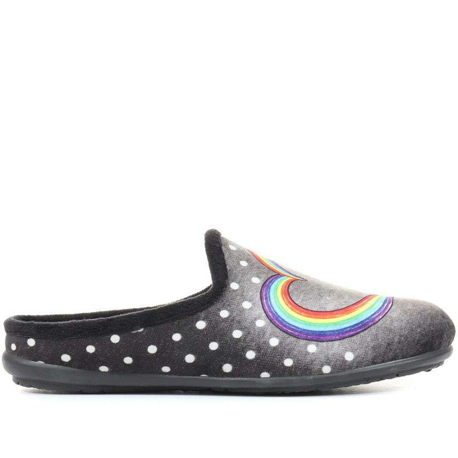 Women'S * | Pavers Novelty Rainbow Heart Slippers Relax34015 / 321 240 Black