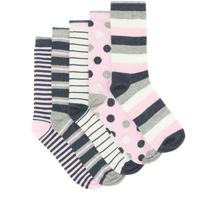 Accessories * | Pavers 5-Pack Ladies Cotton Rich Socks Asena31001 / 318 657 Pink-Grey