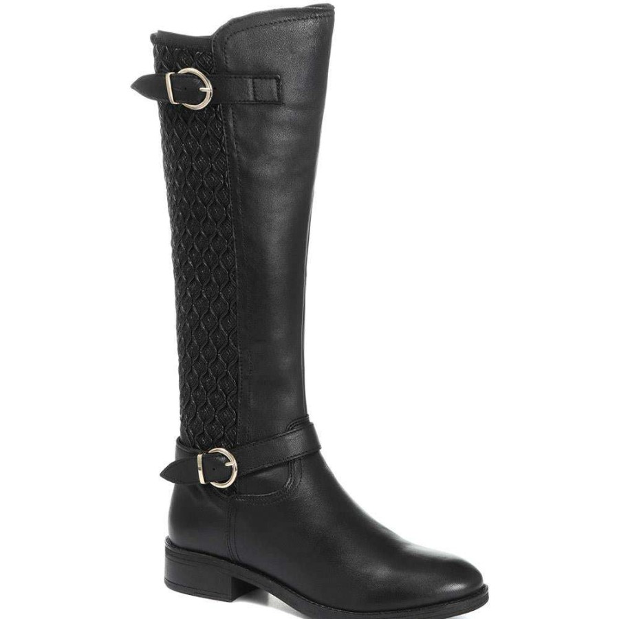 Women'S * | Pavers Casual Leather Knee High Boot Kapso30001 / 316 673 Boots Black