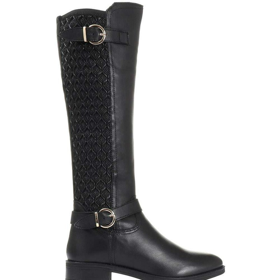 Women'S * | Pavers Casual Leather Knee High Boot Kapso30001 / 316 673 Boots Black