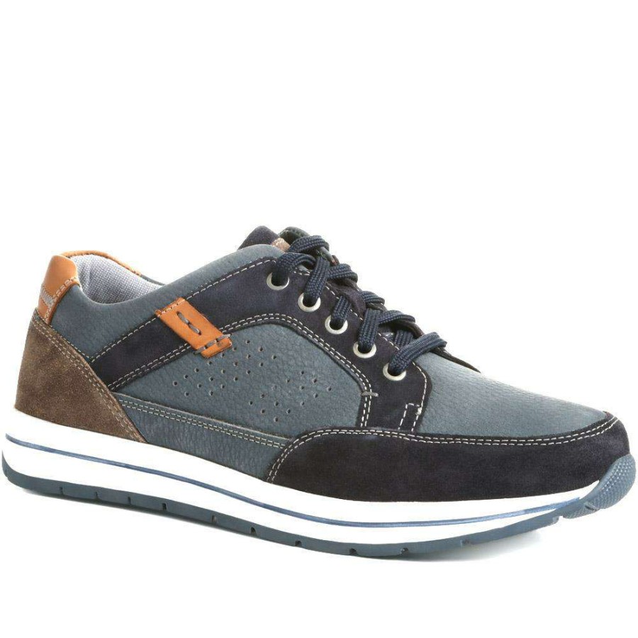 Women'S * | Pavers Leather Lace-Up Trainers Park35005 / 321 563 Navy