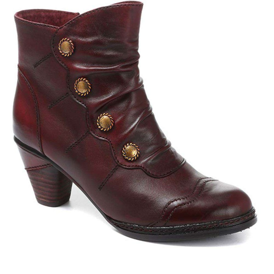 Women'S * | Kinloch Heeled Leather Ankle Boot Vita30501 / 316 762 Boots Wine