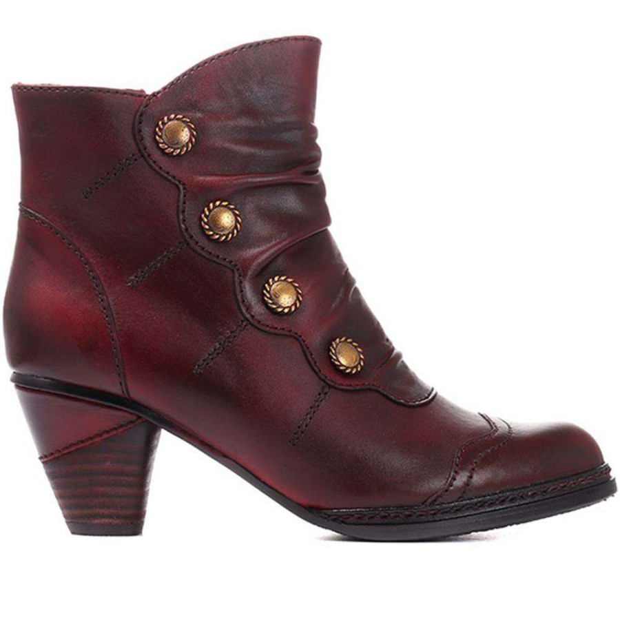 Women'S * | Kinloch Heeled Leather Ankle Boot Vita30501 / 316 762 Boots Wine