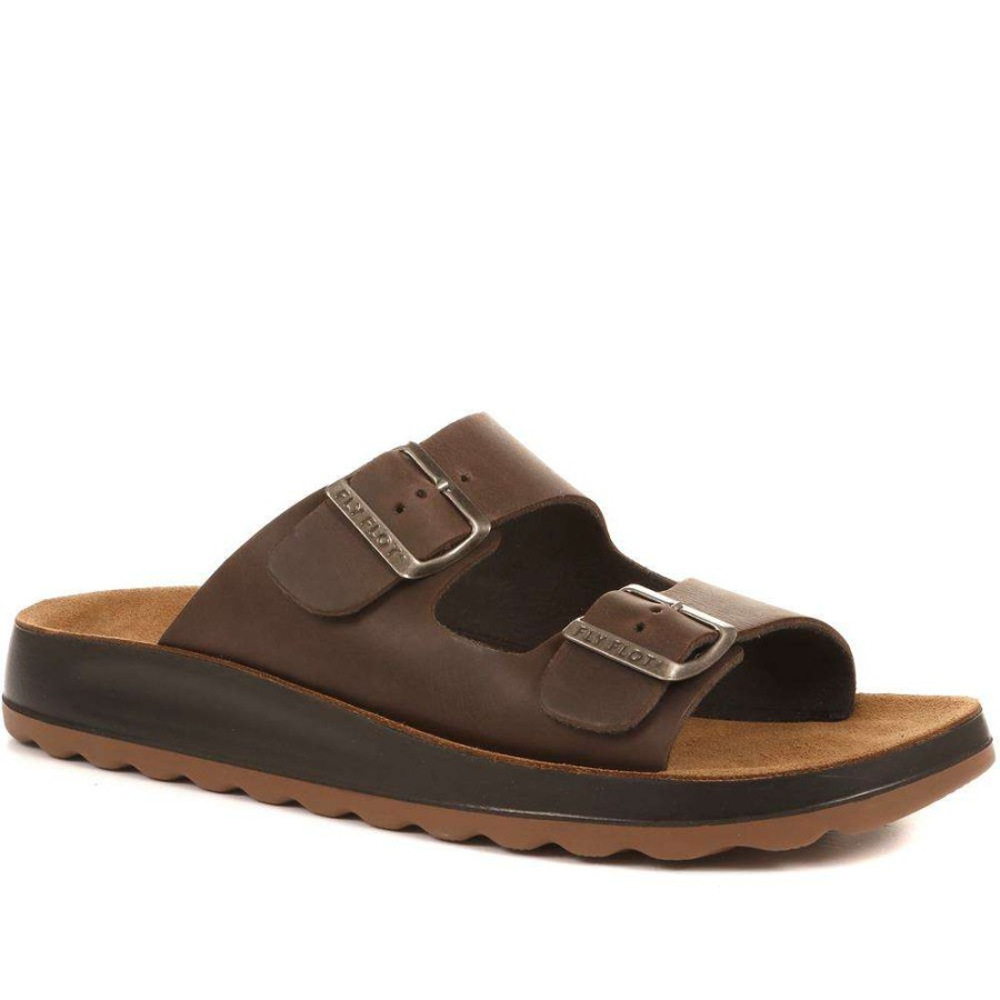 Men'S * | Fly Flot Leather Buckle Mule Sandals Fly35123 / 321 780