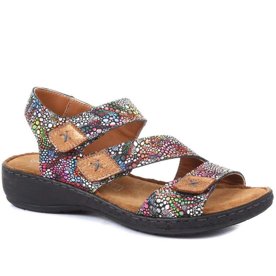 Women'S * | Pavers Ladies Colorful Patterned Leather Sandals Luck33011 / 320 063 / 320 063