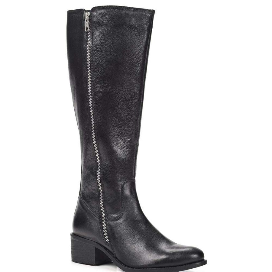 Women'S * | Bellissimo Boots Leather Knee High Boot Belneel28001 / 313 461 Black