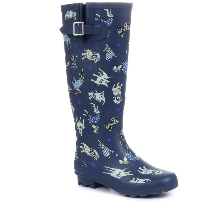 Women'S * | Pavers Boots Women'S Wellies With Dog Print Jde32003 / 319 489 Navy