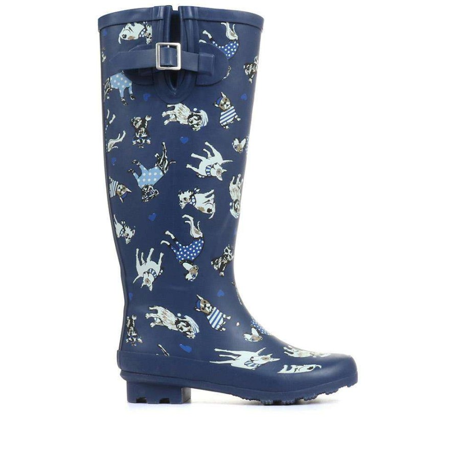 Women'S * | Pavers Boots Women'S Wellies With Dog Print Jde32003 / 319 489 Navy