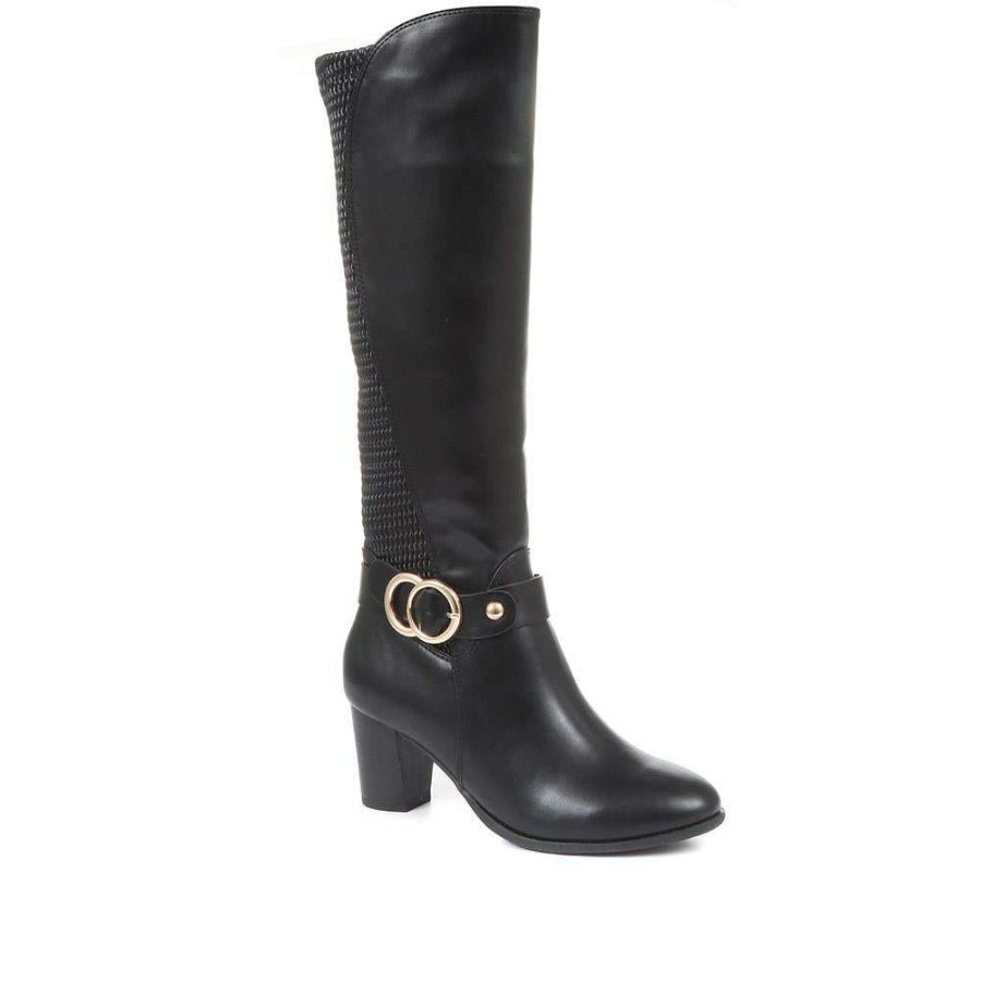 Women'S * | Bellissimo Heeled Knee High Boots Beltre34017 / 320 398 / 320 398 Black