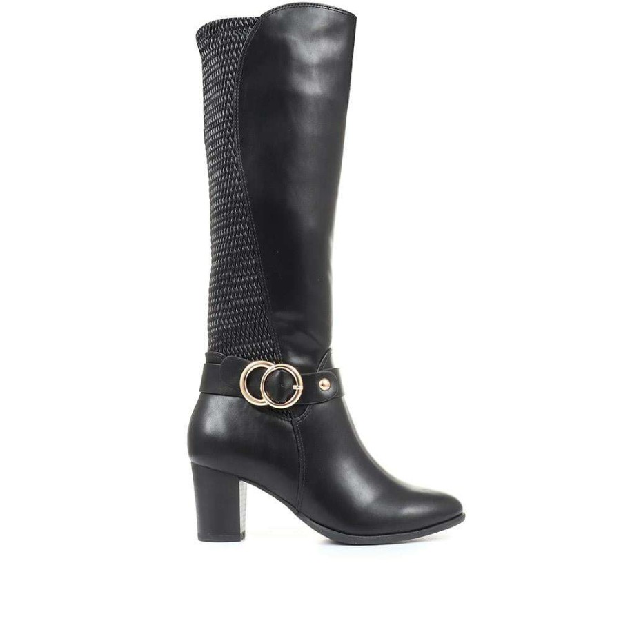 Women'S * | Bellissimo Heeled Knee High Boots Beltre34017 / 320 398 / 320 398 Black