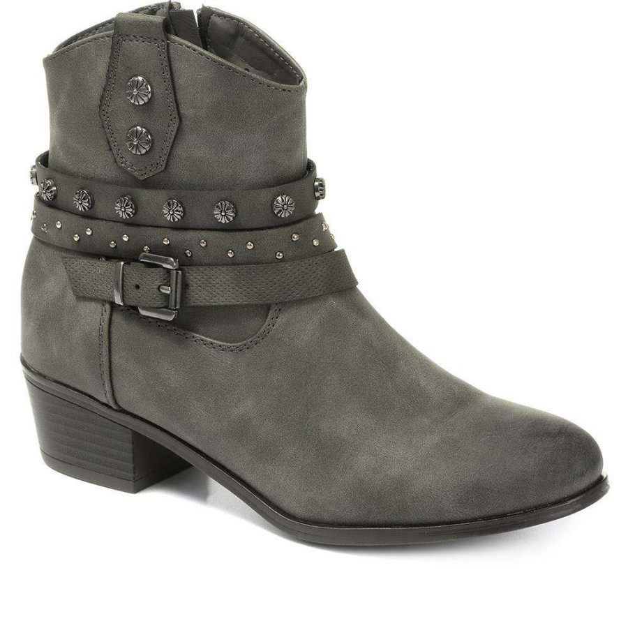 Women'S * | Bellissimo Heeled Western Ankle Boot Belwoil30027 / 316 481 Grey