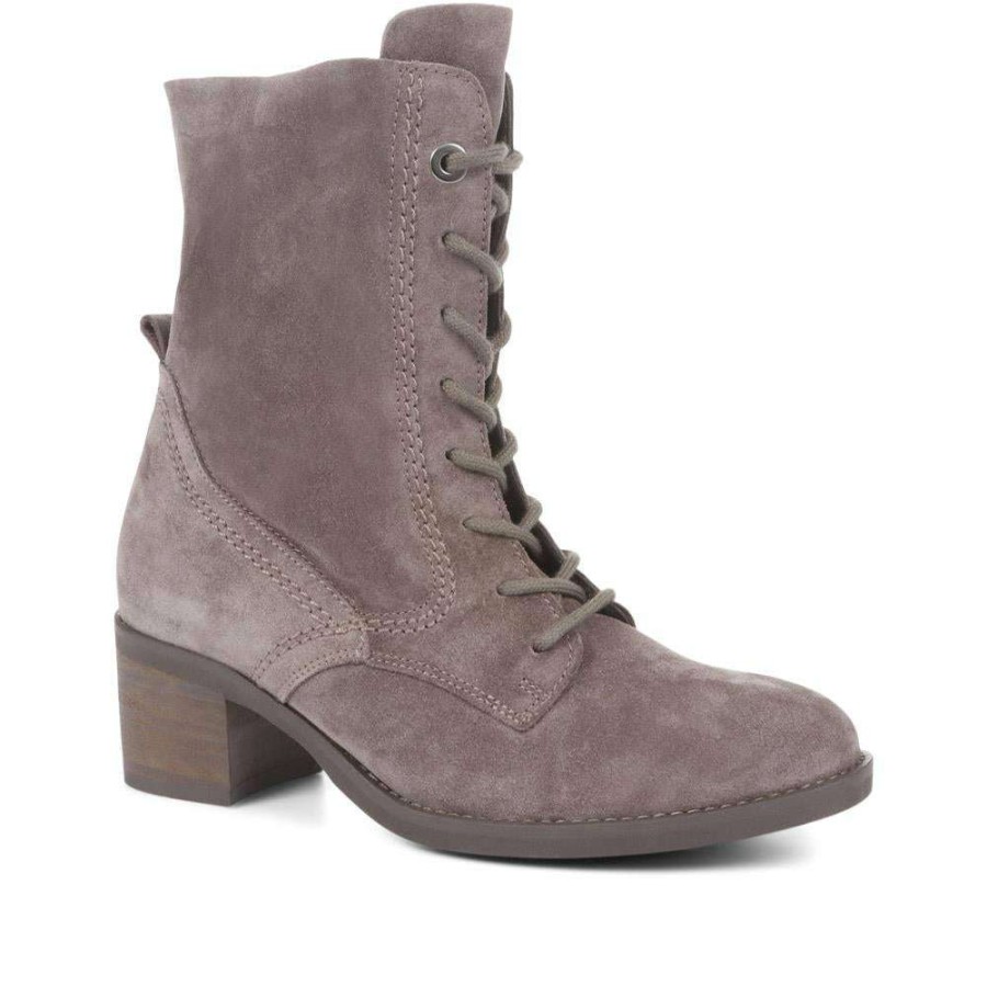 Women'S * | Gabor Mady Heeled Leather Ankle Boots Gab34529 / 322 107 Taupe