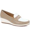 Women'S * | Pavers Shoes Wide Fit Leather Penny Loafer Nap31019 / 318 196 Beige-White