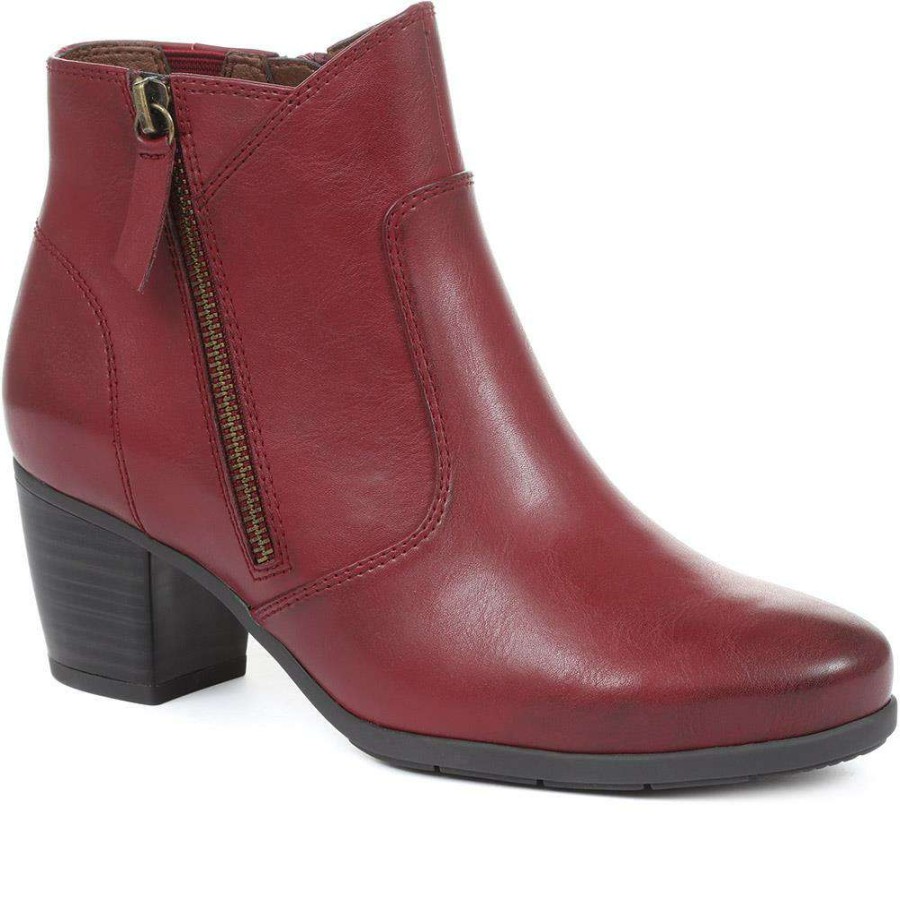 Women'S * | Pavers Wide Fit Mid-Heel Ankle Boots Jansp32023 / 318 597 Bordeaux