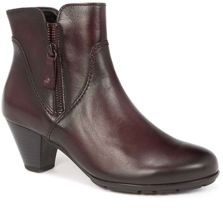 Women'S * | Gabor Leather Zip Ankle Boot Gab28524 / 313 156 Burgundy