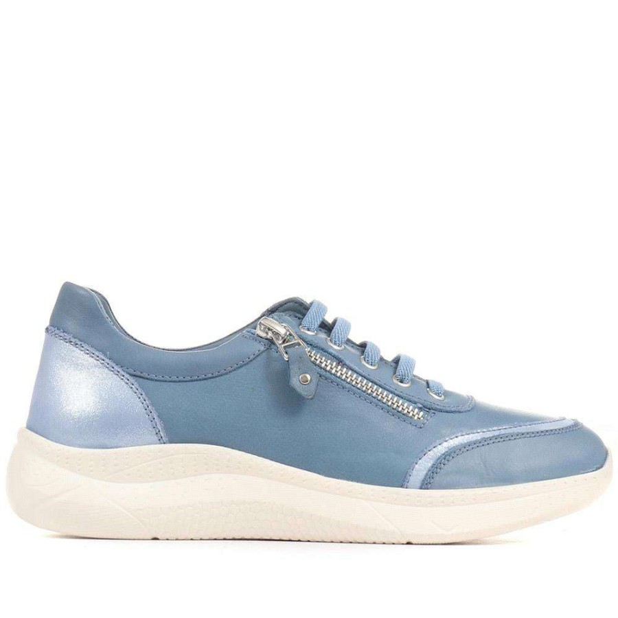 Women'S * | Bellissimo Sneakers Lace-Up Leather Trainers Belmeta35005 / 322 233 Blue